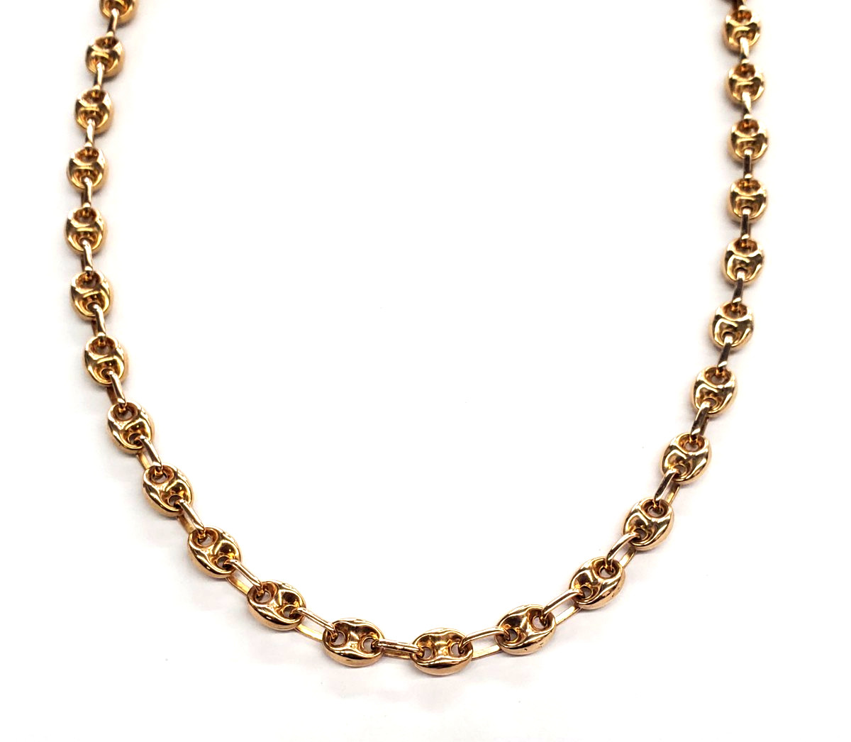 14K Yellow Gold 16-1/4″ Puffed Anchor/Mariner Chain -14.1 grams