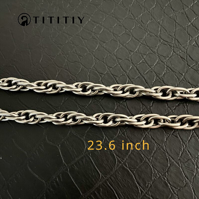New Pure Titanium Twisted Necklace Wide 7mm Wide Anti Allergic 23.6 Inch Long