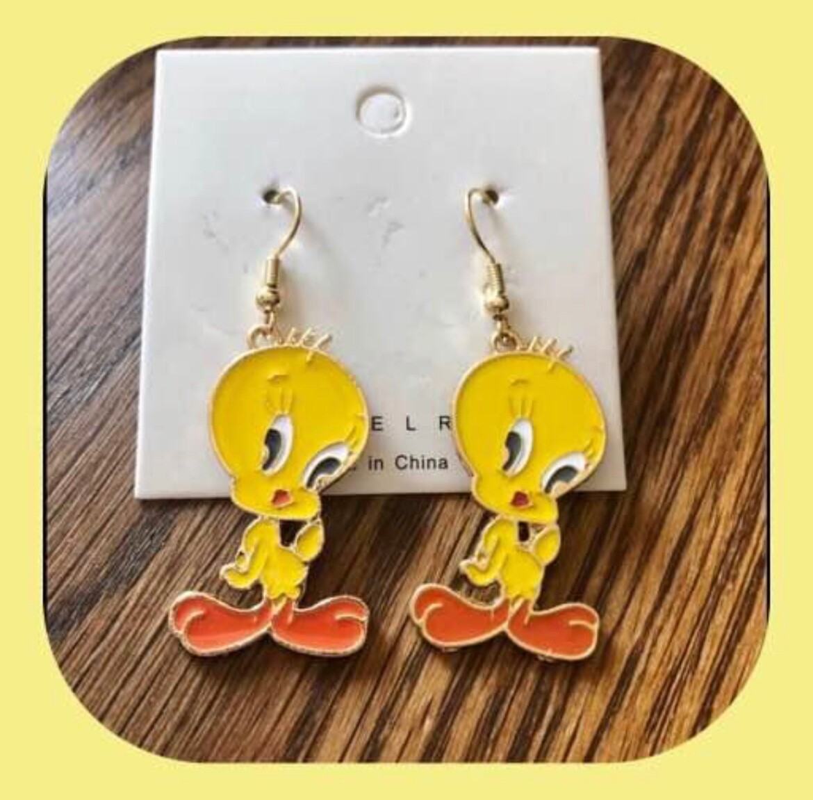 Looney Tunes Inspired Tweety Bird Dangle Hook Earrings Gift
