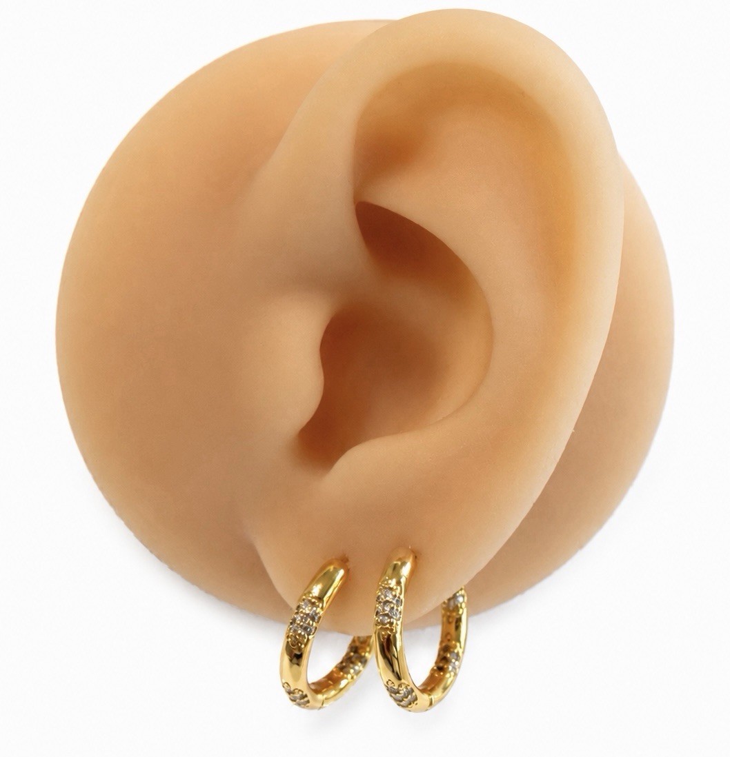 18K Gold Plated CZ Huggie Hoop Earrings Minimalist Sparkling Huggie Hoops 463