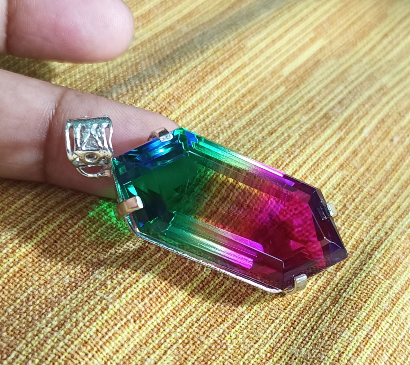 Multi-Color Loose Natural 100.20 Ct Tourmaline Pendant 925 Solid Silver Gemstone