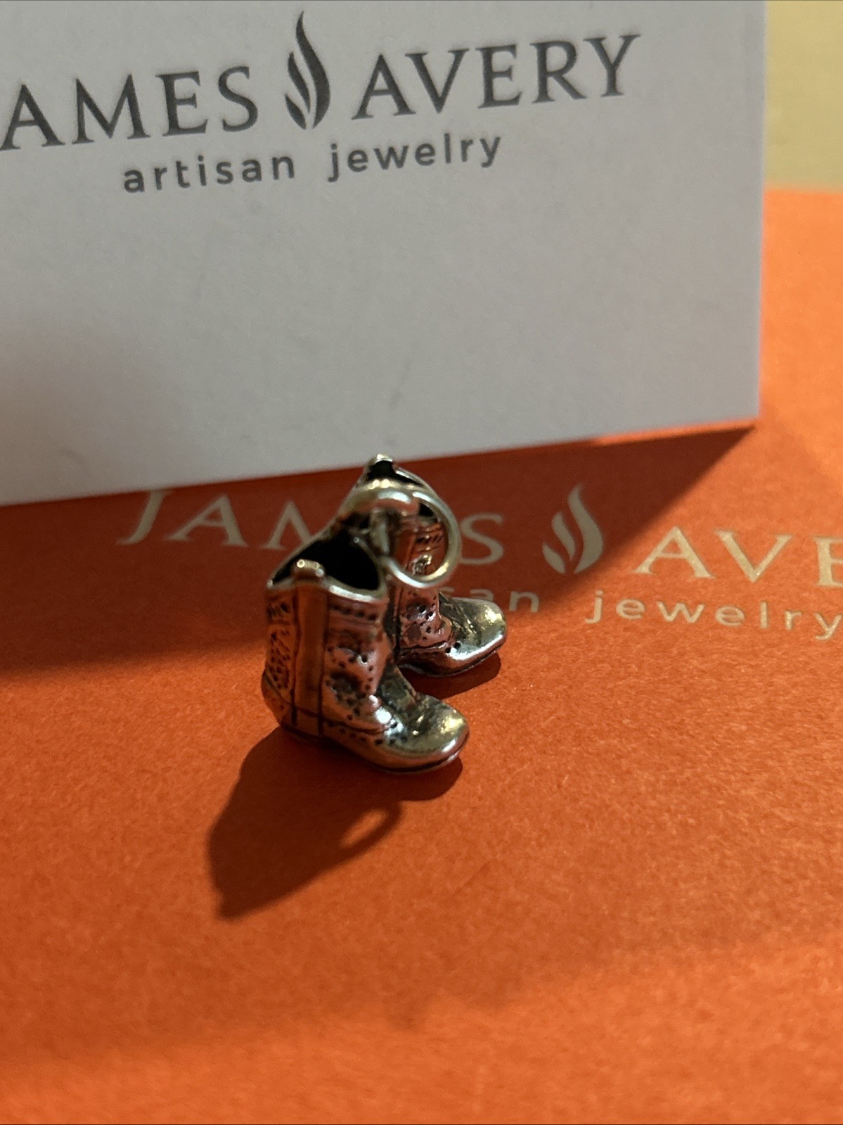 James Avery Sterling Silver Cowboy boots With Hoop Ring Charm
