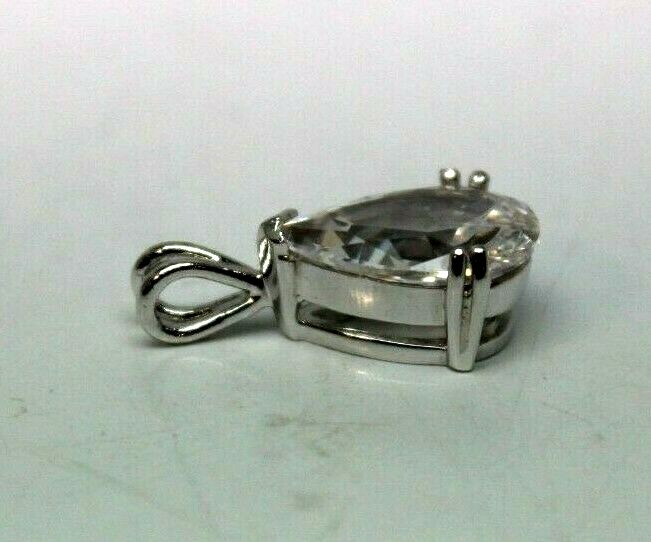 925 Sterling Silver 0.82″ Single Teardrop Rhinestone Pendant NEW