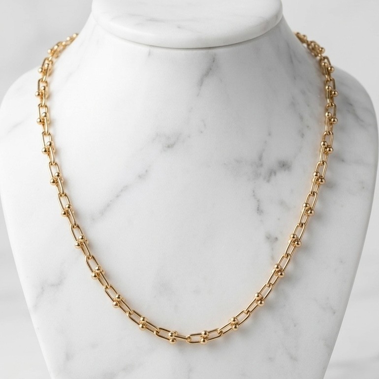 14K Yellow Gold Jax U Link Chain Statement Necklace 16″ 18″, 20″, 22″, 24″ 30″