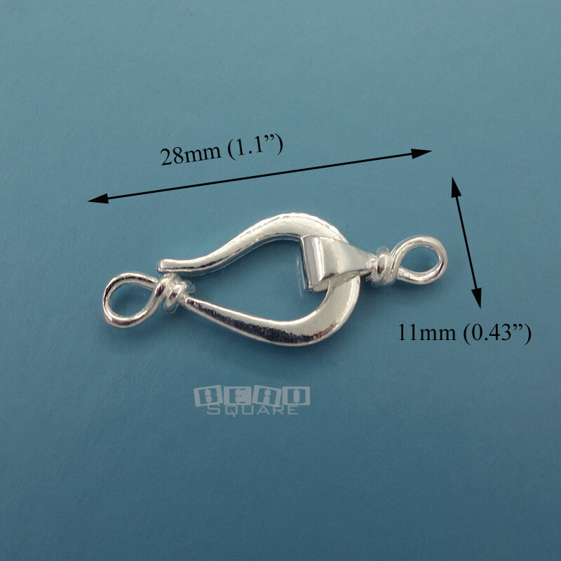 1 Set Large Solid Sterling Silver Hook Eye Clasp Connector 28mm (1.1″) #33283