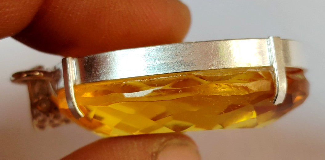 AAA+ Large Yellow Citrine 94.55 Ct. Oval Cut 925 Silver Pendant Gift for Women