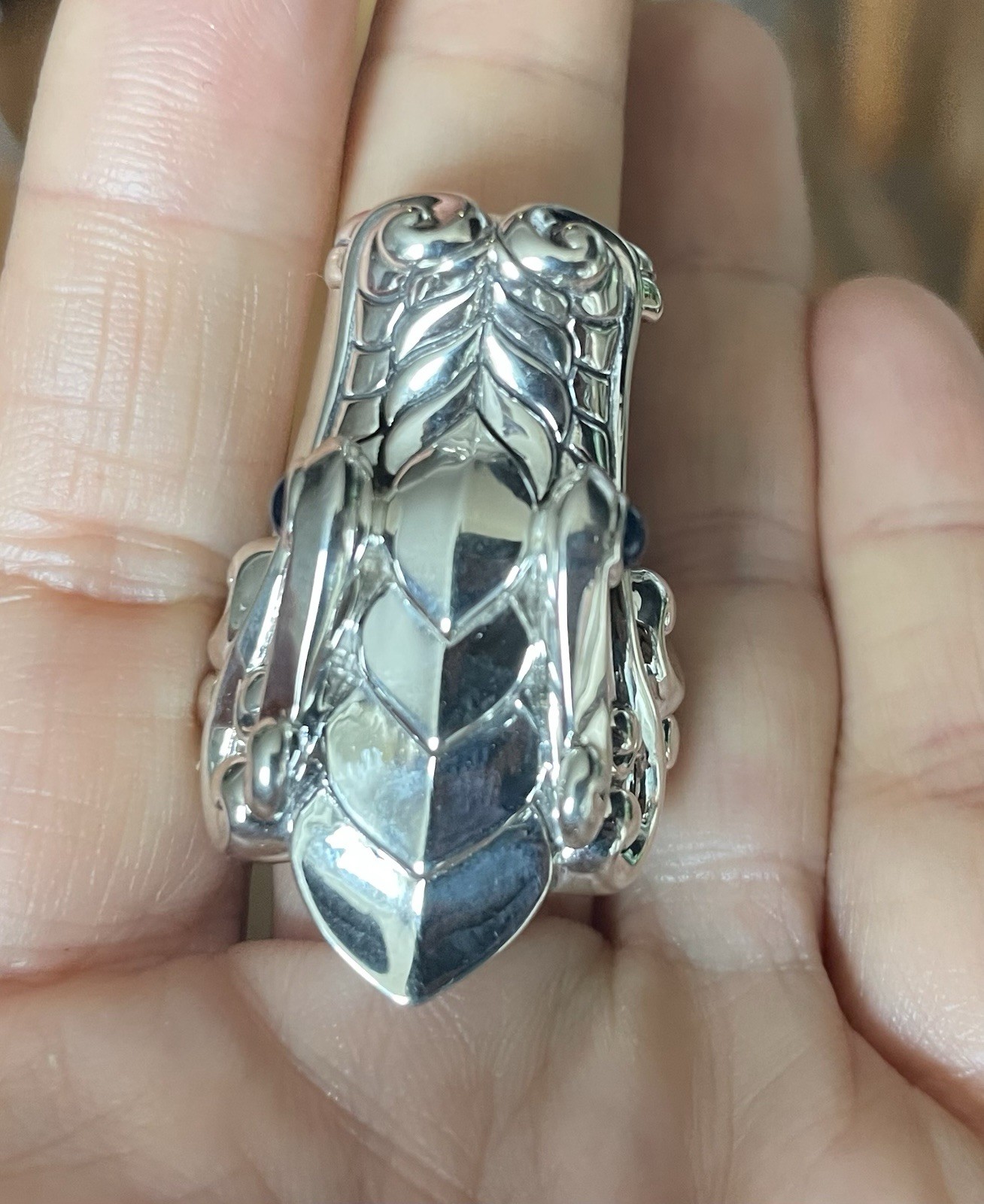 JOHN HARDY Legends Naga Dragon men’s ring sapphire 925 Silver $995 sz 11 New 27g