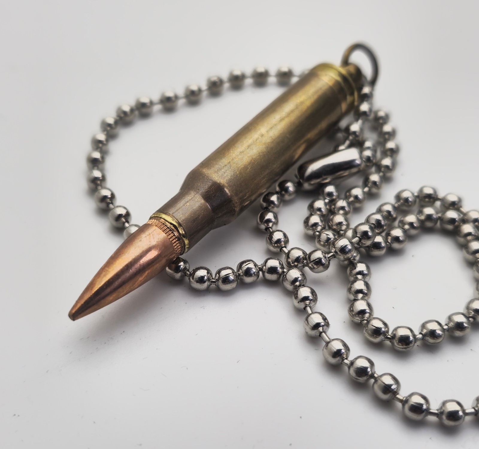 308 Bullet Pendant Necklace, Caliber 7.62×51 Bullet And 60cm Dog Tag Chain MKII