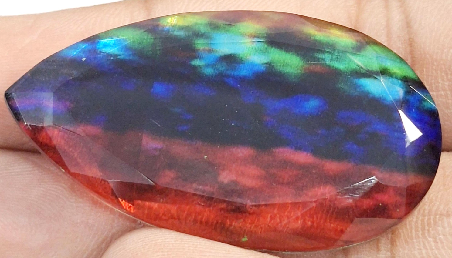 Awesome Doublet Ammolite Pear Cut 58-60 Ct Natural Loose Gemstone RK1027