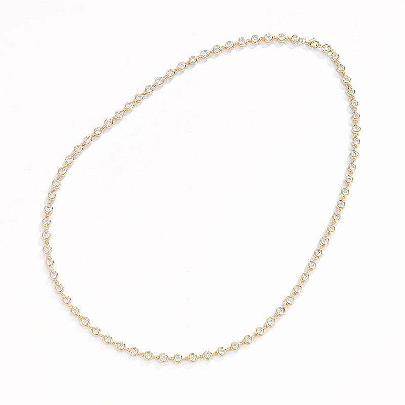3-4mm Moissanite Tennis Chain Necklace Sweater neck chain 925 Sterling Silver