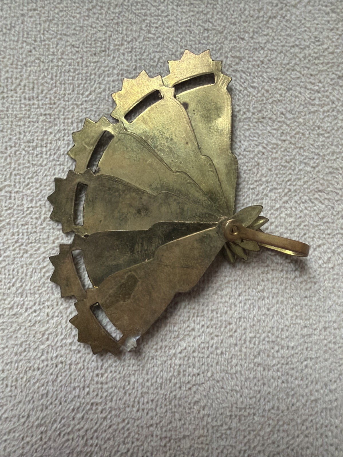 Vintage Spanish Damascene Jewelry Retractable Fan Pin/Brooch 1960’s Spain Barbie