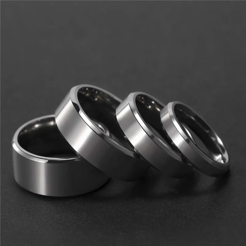 Wedding Band Ring Titanium Brushed Round Silver Color Engagement Jewelry