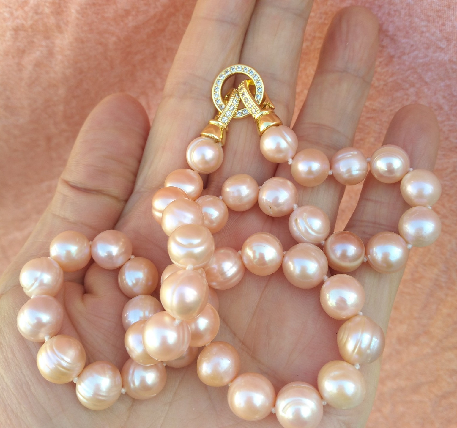 20inch Gorgeous Natural AAA 10-11mm South Sea Light pink Pearl Necklace