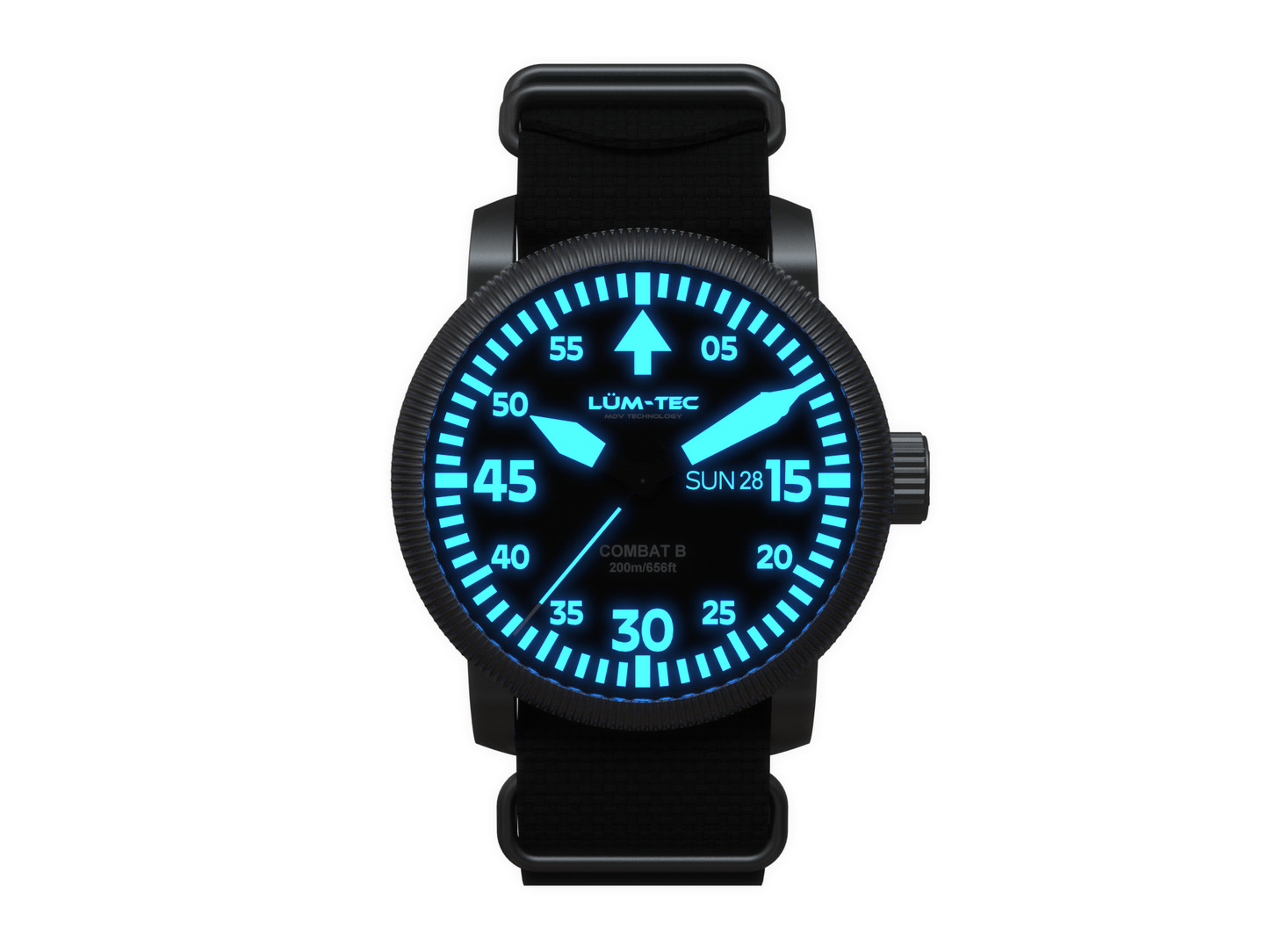 Lum-Tec Mens Watch Combat B67 Day Date 43mm Black Dial Miyota Japan 2105
