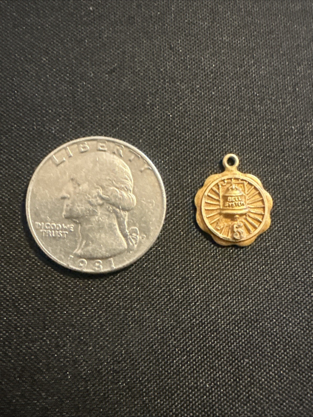 Vintage 14K Gold Bell Systems Telephone Service Award Charm Pendant 5 Years