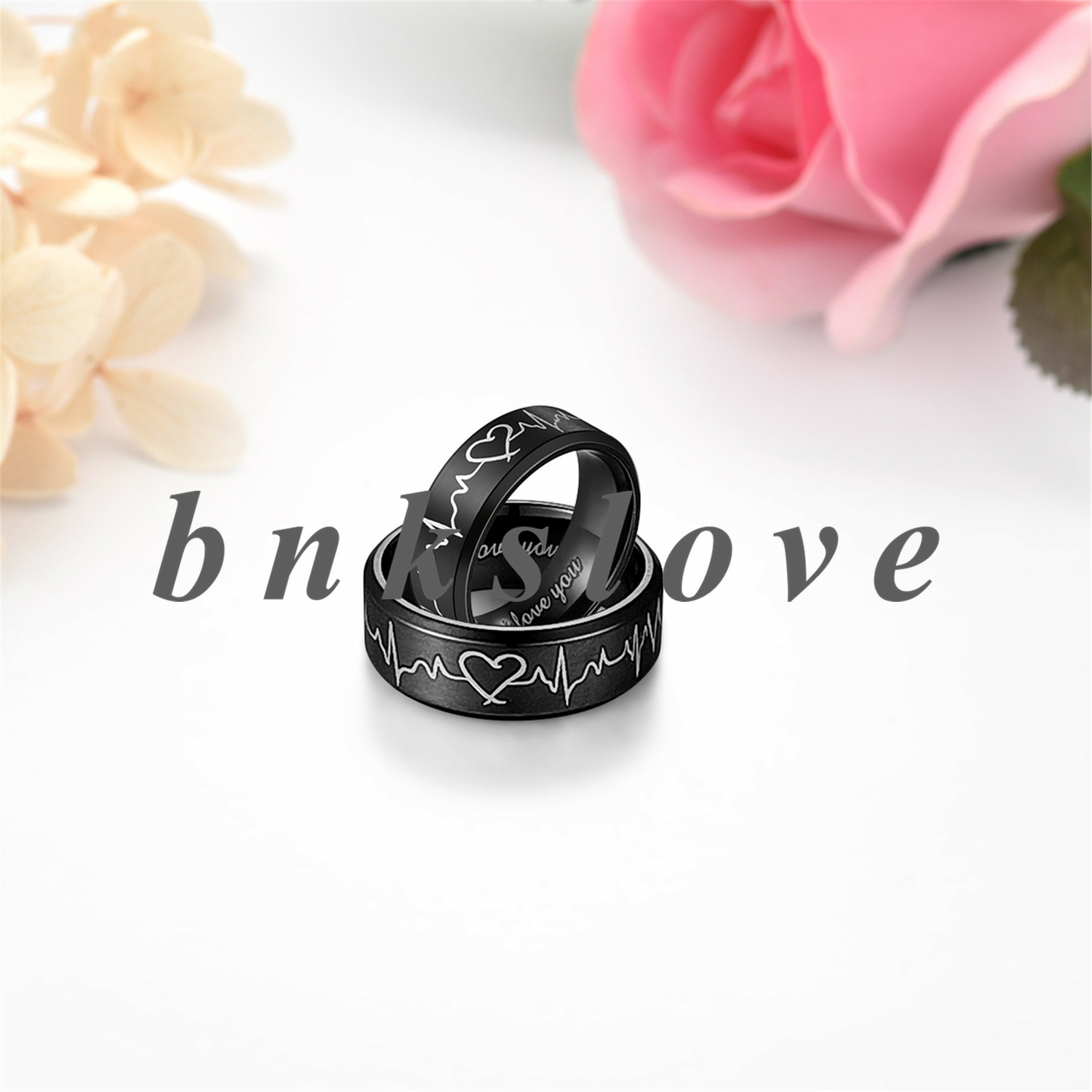 Couple Heartbeat Ring I Love You Matching Promise Ring Wedding Band Size 4-14