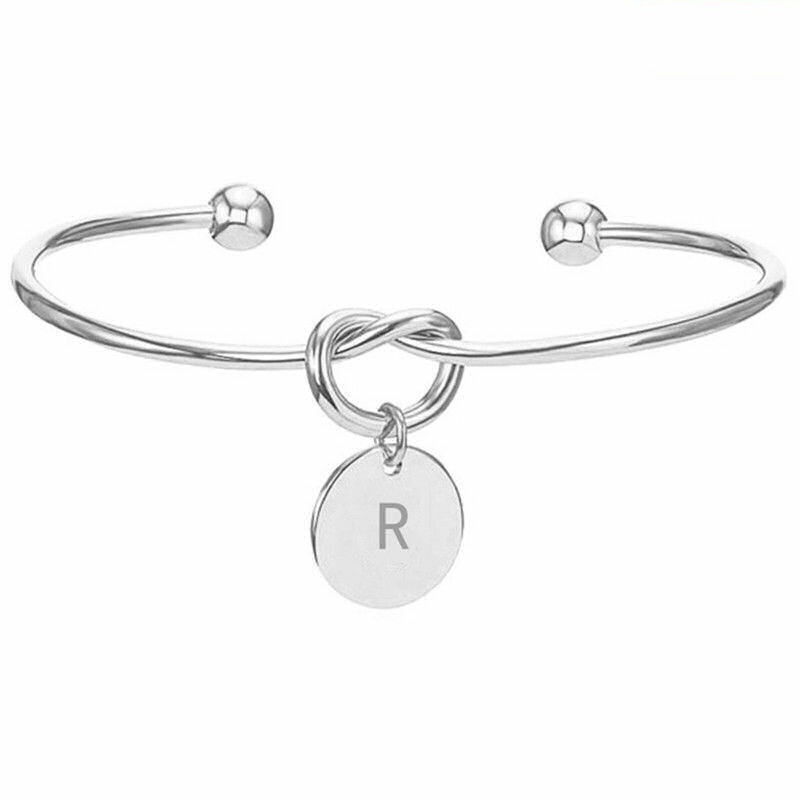 Personalized Bracelet Initial Knot Monogram Bridesmaid Bangle 26 Letter UK Stock