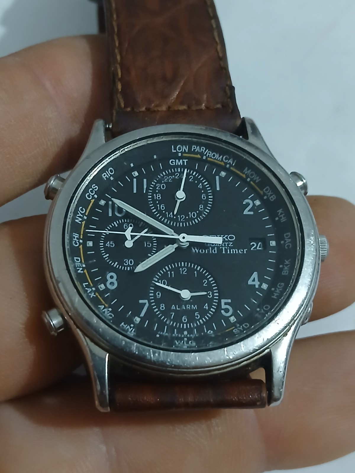 Vintage Seiko Alarm Clock Seiko GMT Seiko 5T52-6A10 Wrist Watch