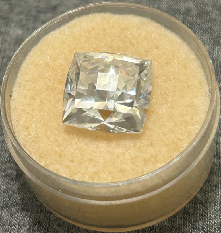 Vintage Fancy Checkerboard Square YAG 11.3mm 14.2ct Lab Gemstone