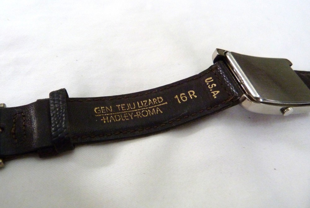 VINTAGE CALVIN KLEIN TANK WATCH STYLE TEJU LIZARD BROWN BAND 16R USA WATCH
