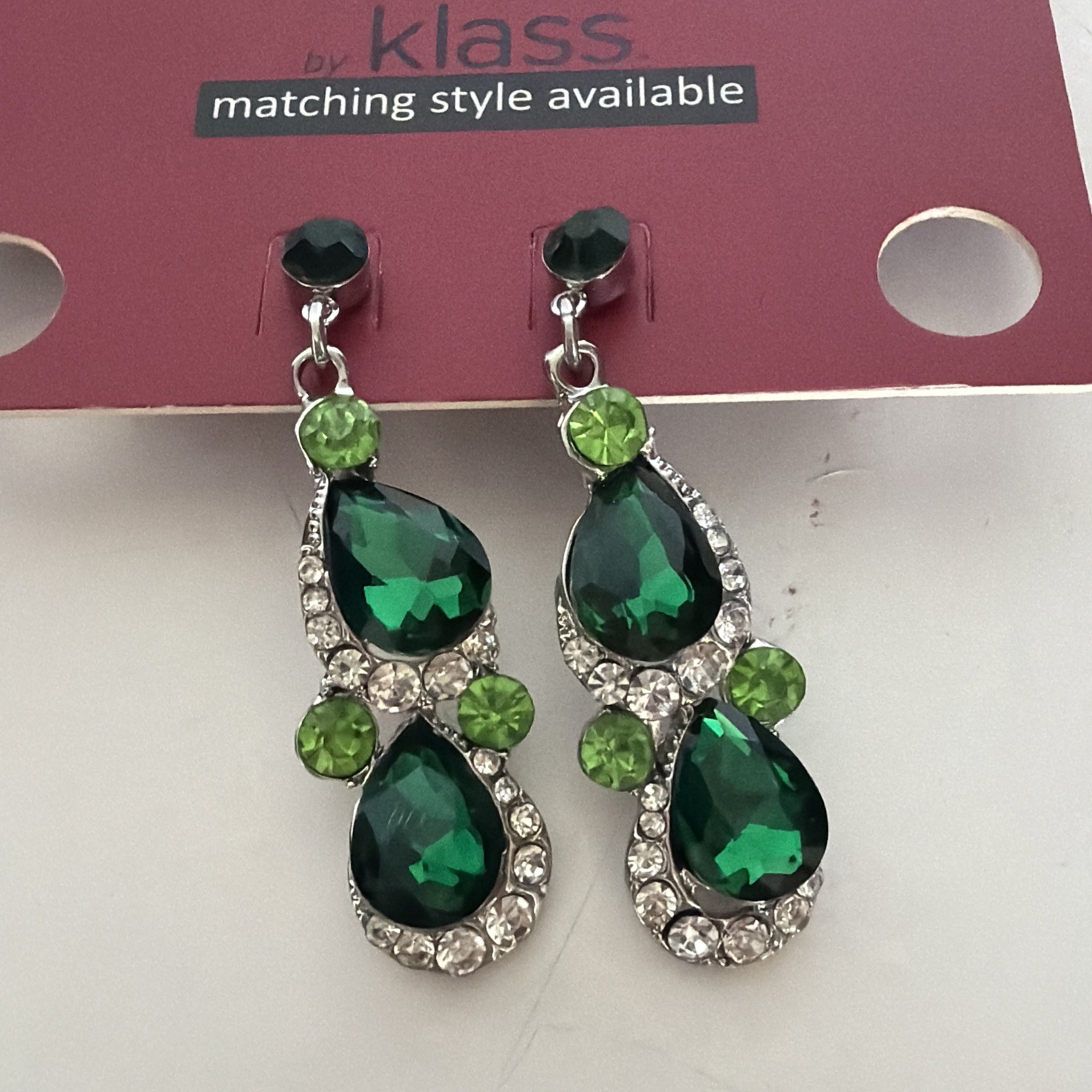 ACCESSORIZE GEM DROP EARRINGS GOLD GREEN
