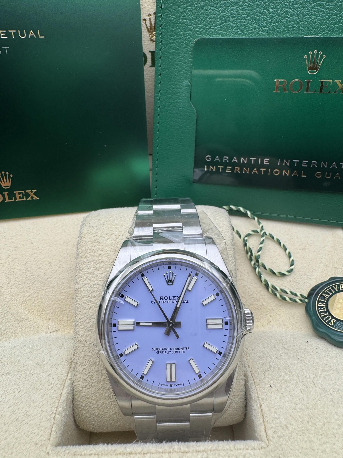 Rolex Oyster Perpetual 41mm 124300 Custom Lavender Dial Box & Papers + Original