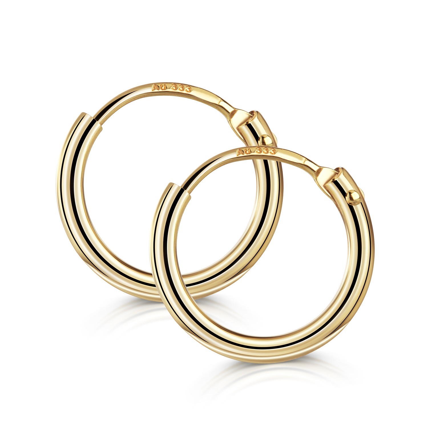Hoop earrings 11mm 333 gold earrings hinge 1.2mm tube thickness