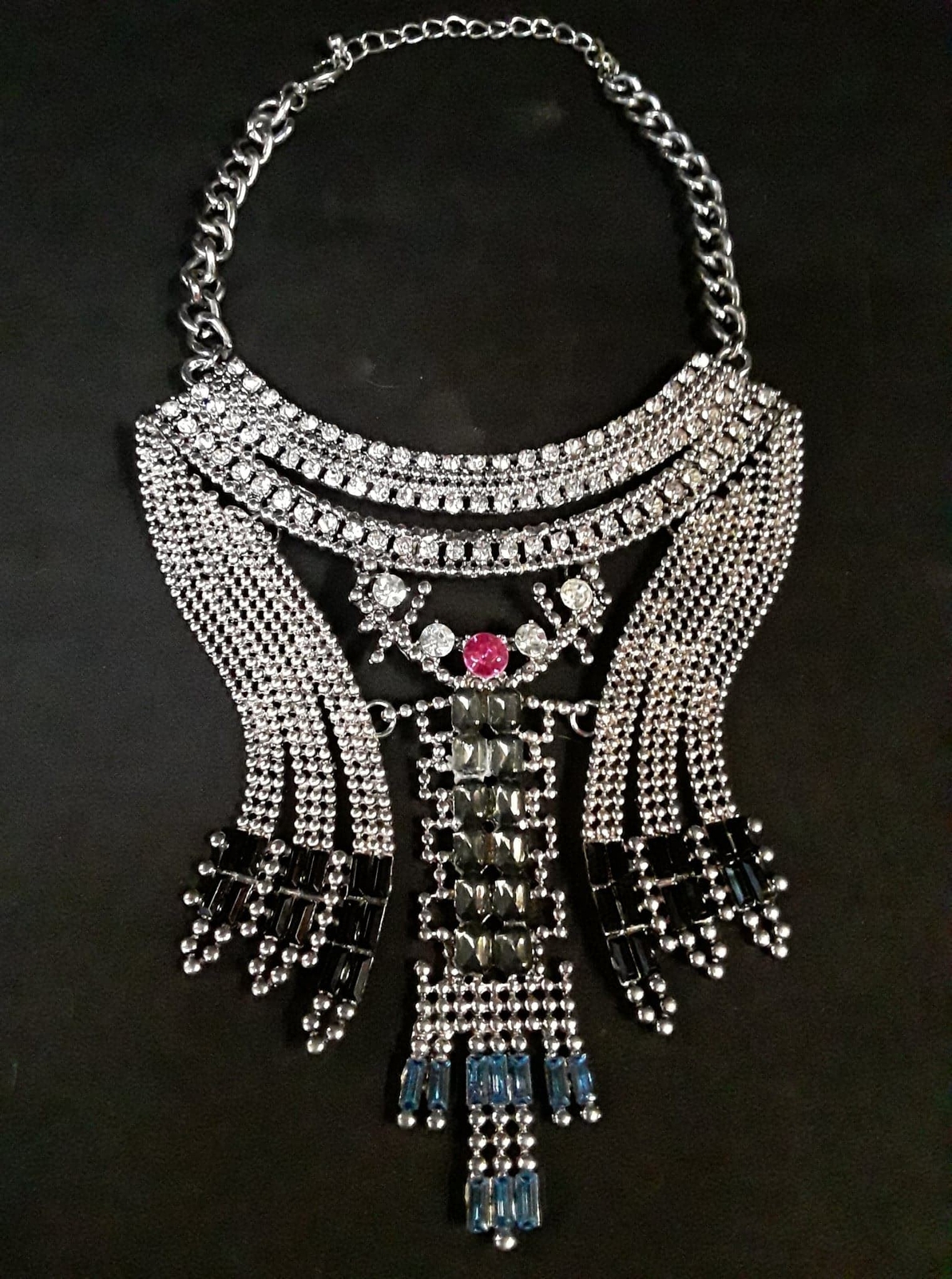Egyptian Choker Necklace, Made of Aluminum with steel chain & Plastic Gems, 15″