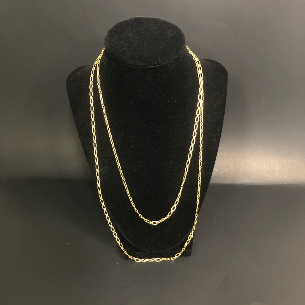 vintage gold tone chain 22.5 inch long layer barrel twist clasp chain links