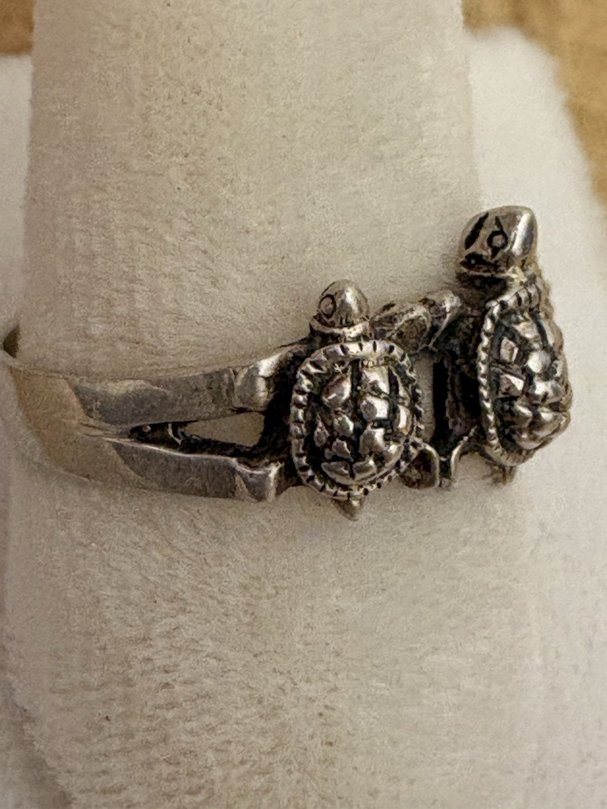 925 Sterling Silver 3 Turtle Ring Texture Shell Antique Finish Jewelry Stamp CW
