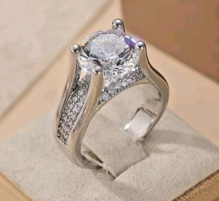 Blue Green Rectangle Moissanite Style Ring Adjustable Statement Party Gift
