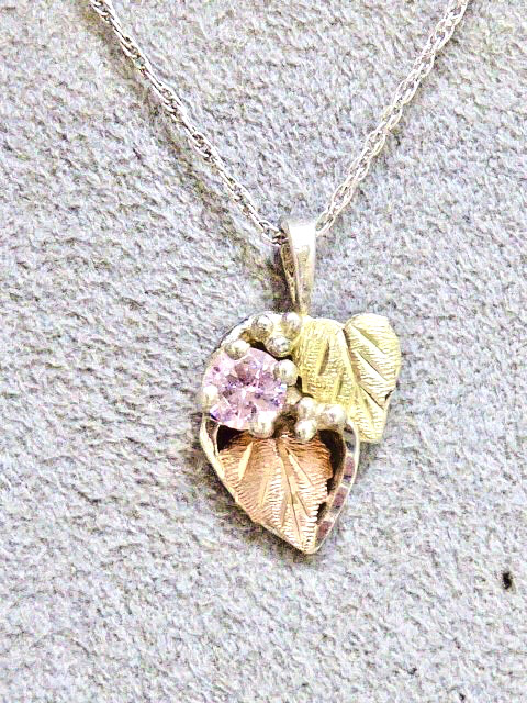 LANDSTOM’S BLACK HILLS GOLD STERLING 12K YELLOW/ ROSE GOLD PINK STONE NECKLACE