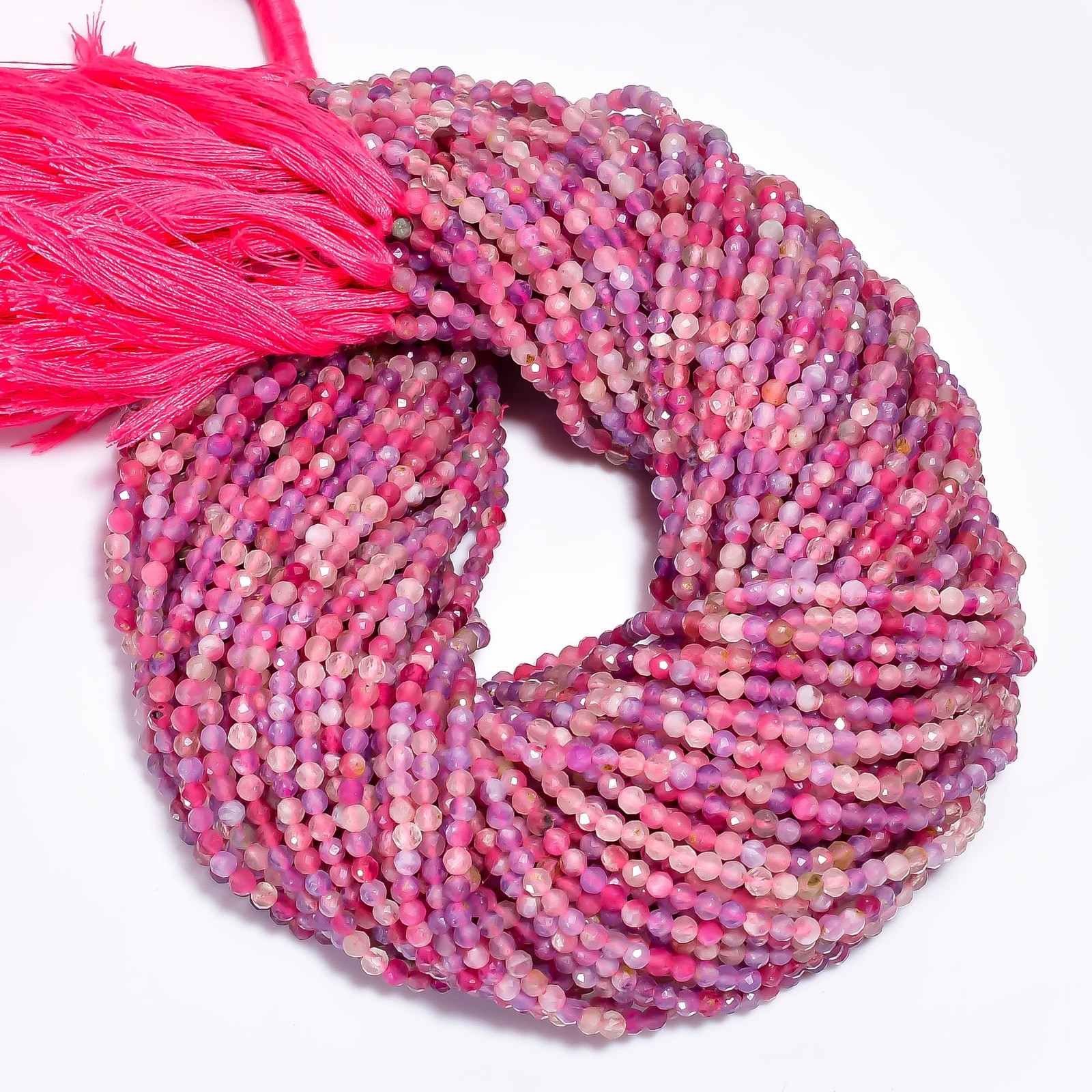 Natural Pink Tourmaline Gemstone Round Faceted Beads 3X3 mm Strand 13″ AB-679