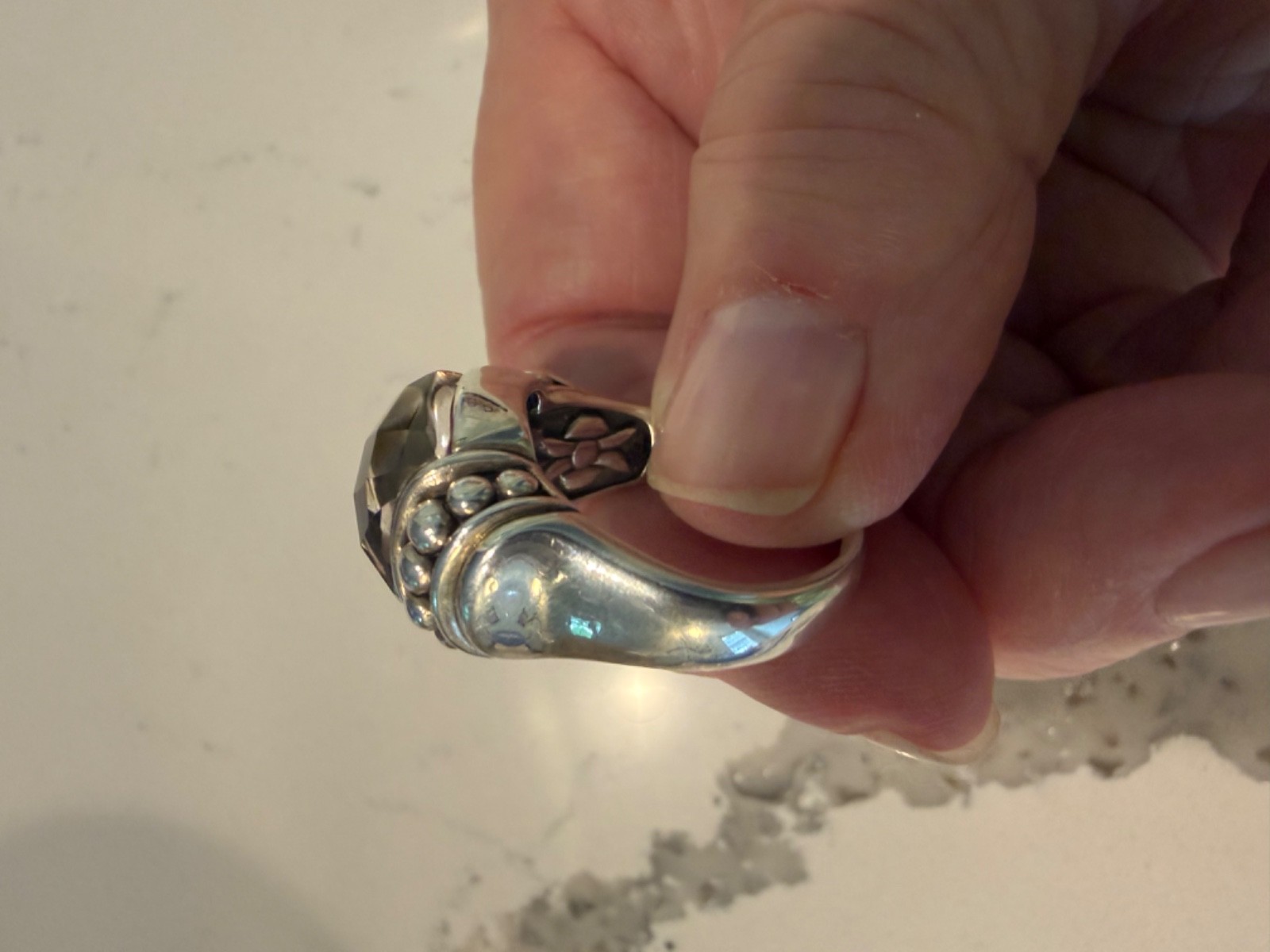 Lagos Maya Faceted Onyx 925 Silver Ring Size 8.5 excellent condition