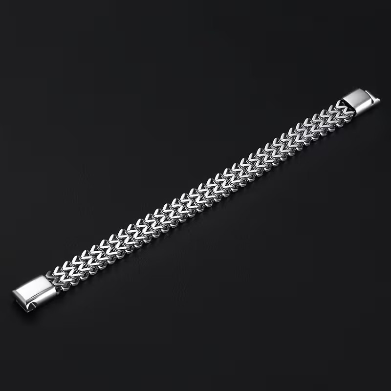 Premium Stainless Steel Mens Braided Chain Bracelet Stylish Square Links 9 IN US