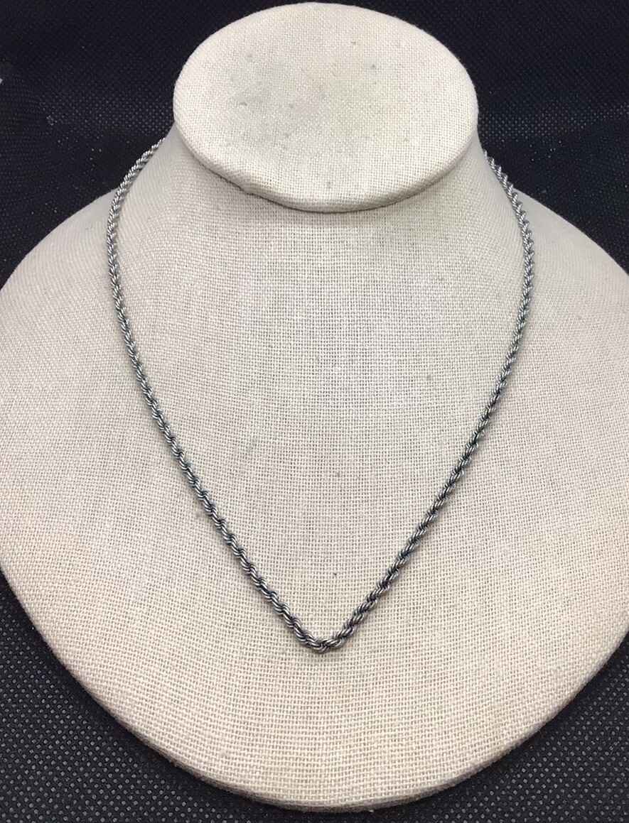 Vintage Sterling Silver 925 Chunky Rope Style Necklace 18″ Y413