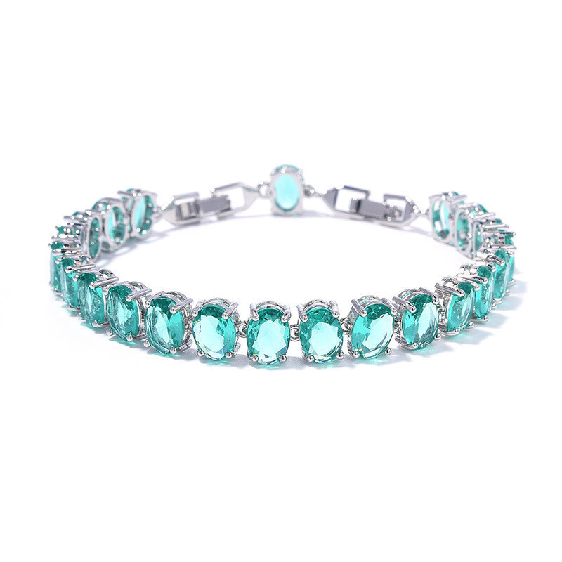 New Holiday Party Jewelry Paraiba Green Citrine Gemstone Women Silver Bracelets