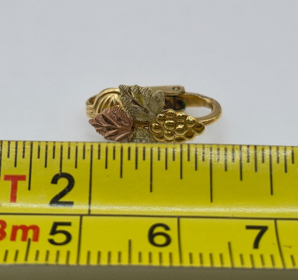 Vintage Landstrom’s 10k Black Hills Gold Clip On Earrings Grapes Leaves