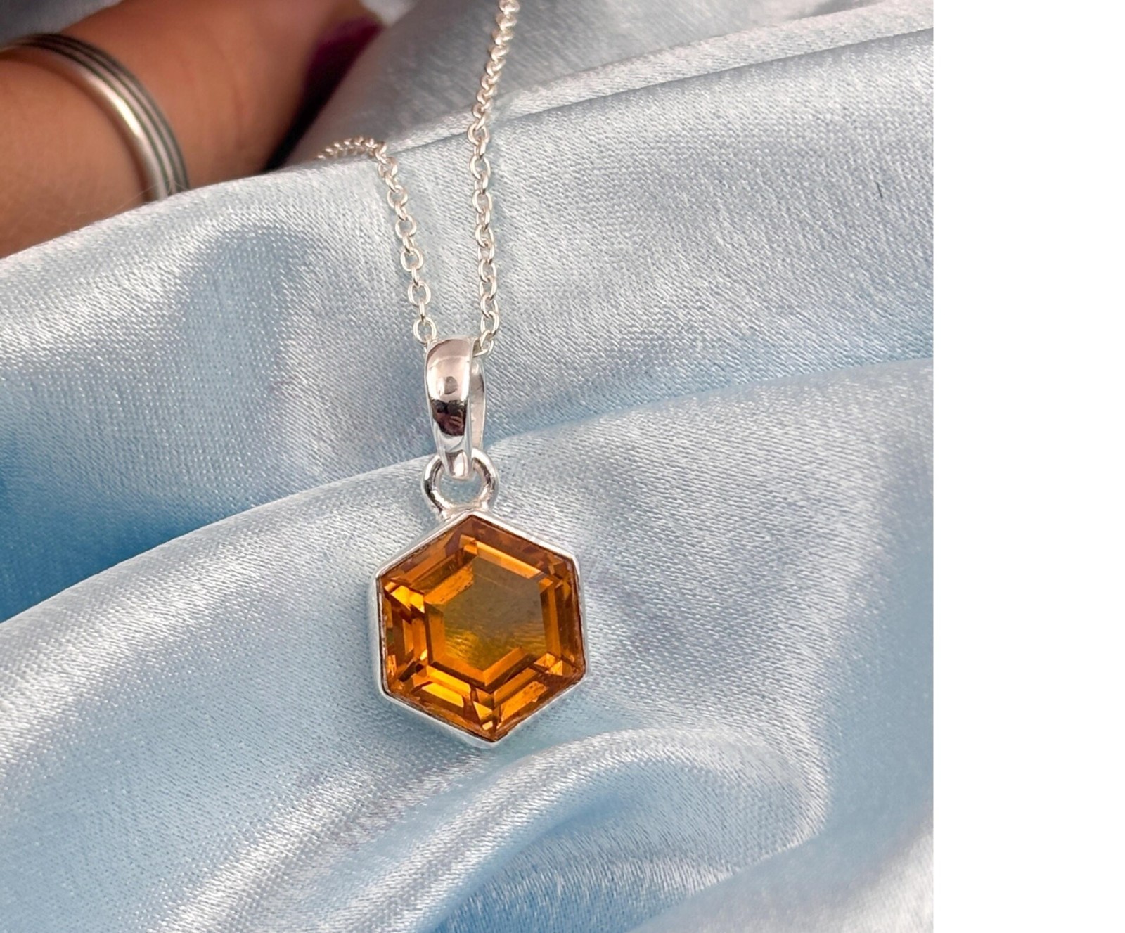Natural Citrine 925 Solid Silver Pendant Natural 25 CT Certified Loose Gemstone