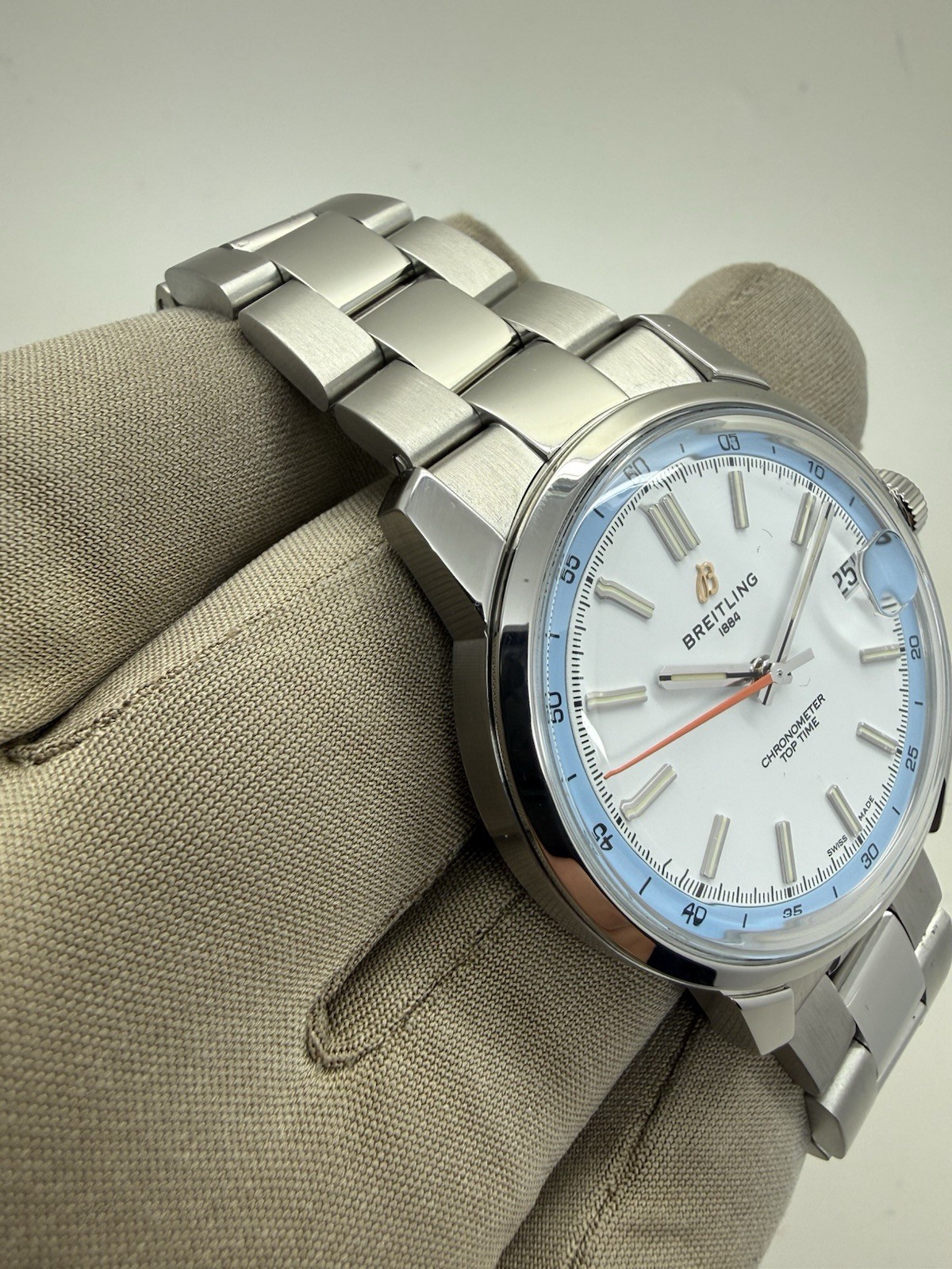 2025 Breitling Top Time B31 Steel White Dial Automatic 38mm Watch AB3113 B+P