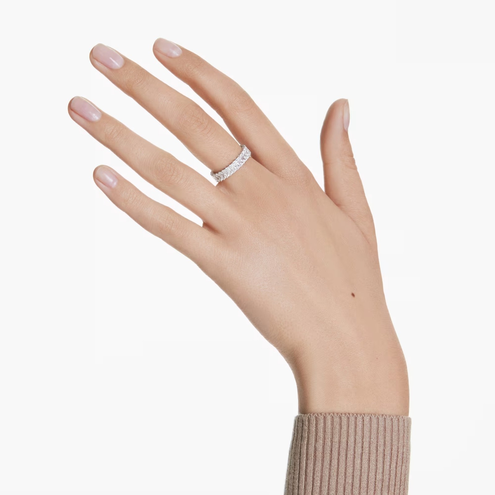 Swarovski Matrix Ring, Baguette Cut, White, Silver Tone Finish 5714334 Size 6.75