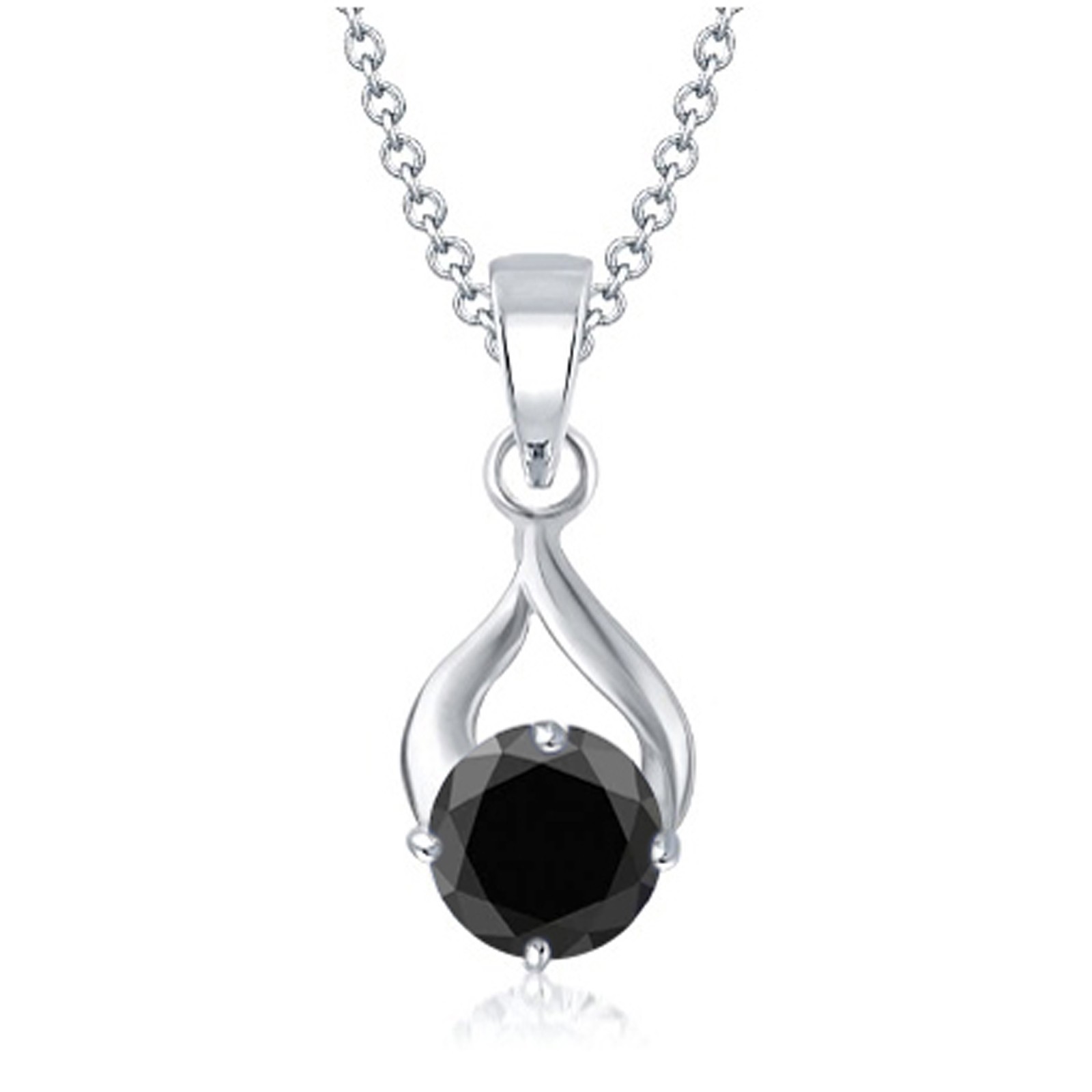 2.00 Cts. 100% Natural Jet Black Diamond Pendant In 925 Silver -Tariffs Free