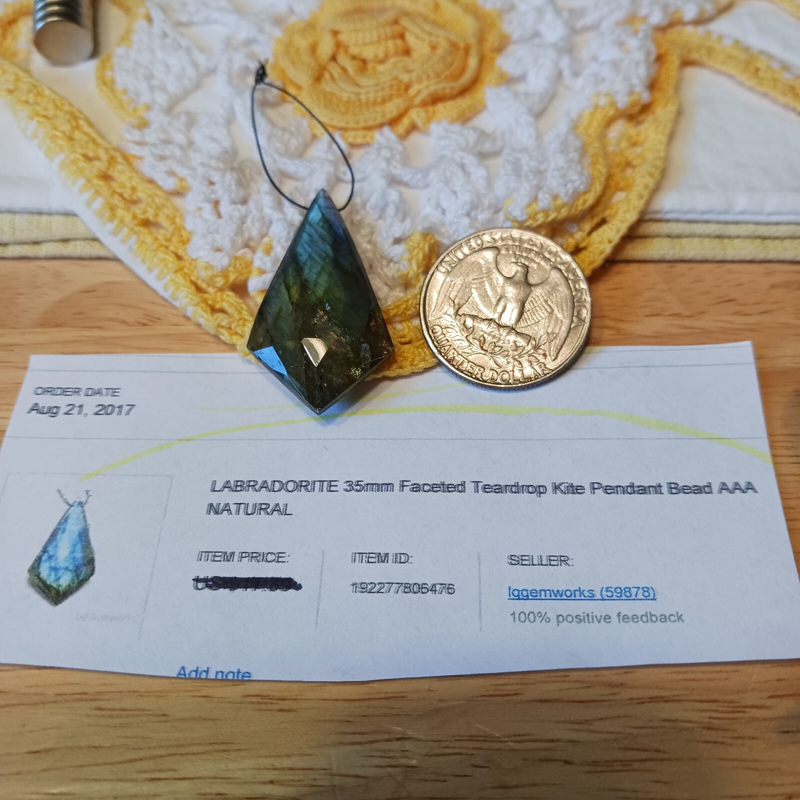 AAA Labradorite 35 Mm Faceted Kite Pendant Bead 7/8″ W x 1 1/2″ L x 3/8″ Thick