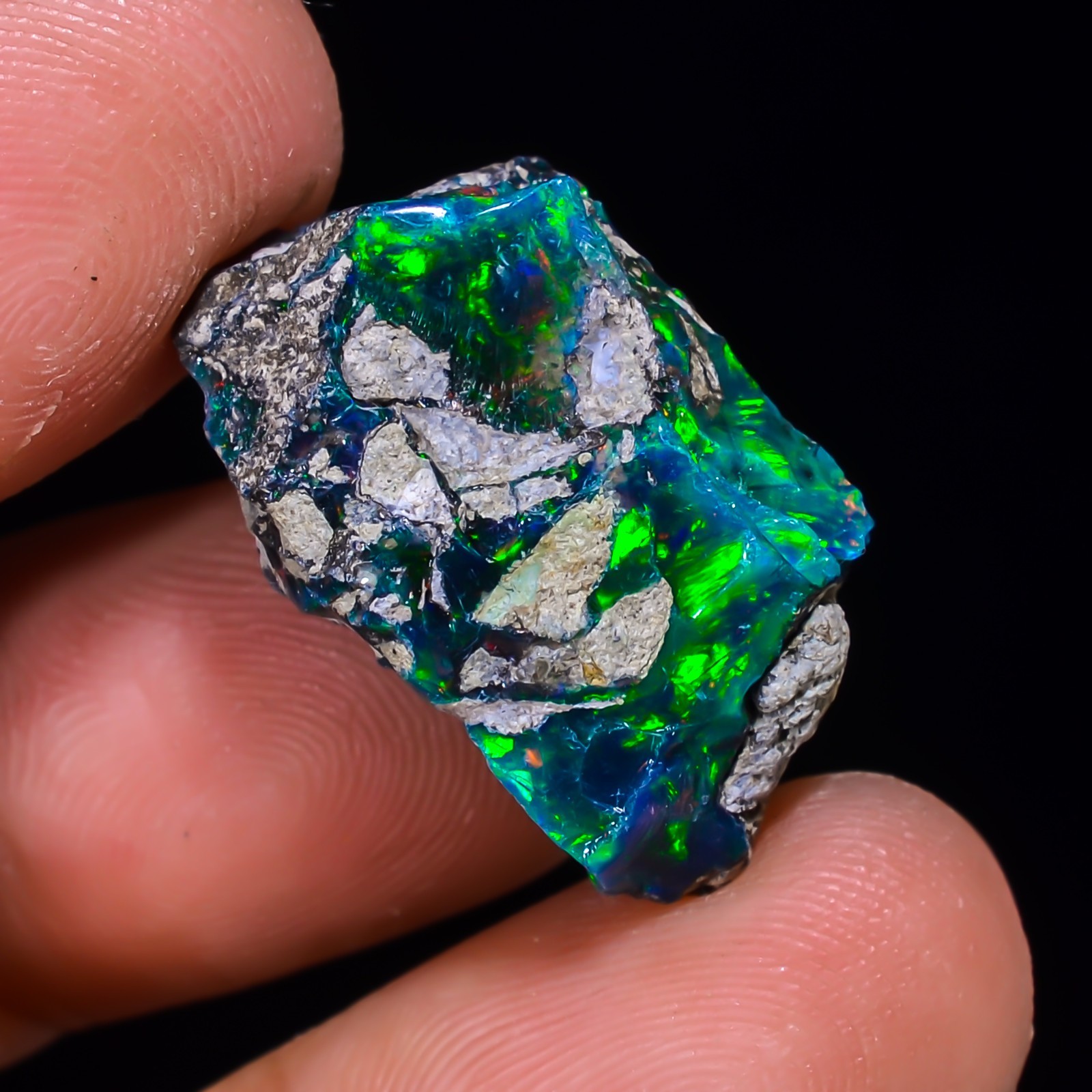 14.ct Natural Black Opal Rough Ethiopian, Fire Opal Gemstone, 22x13MM Welo Opal