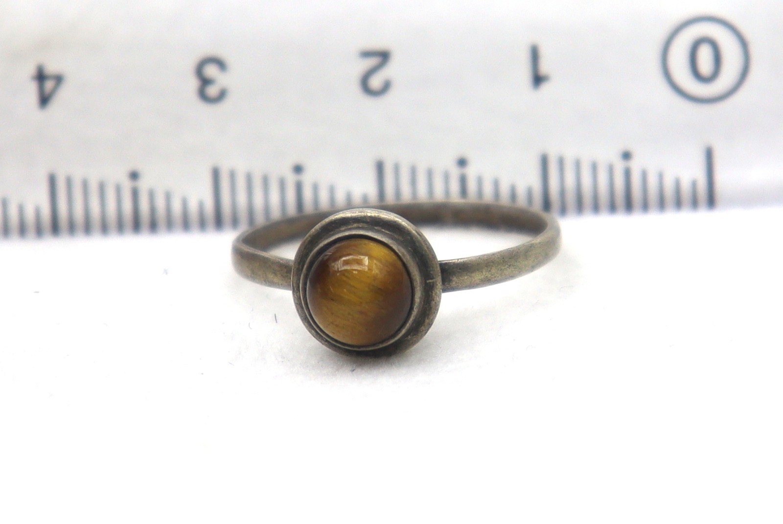 Vintage Sterling Silver Ring 7 US Size 1.72 Grams Natural Tiger Eye Gemstone