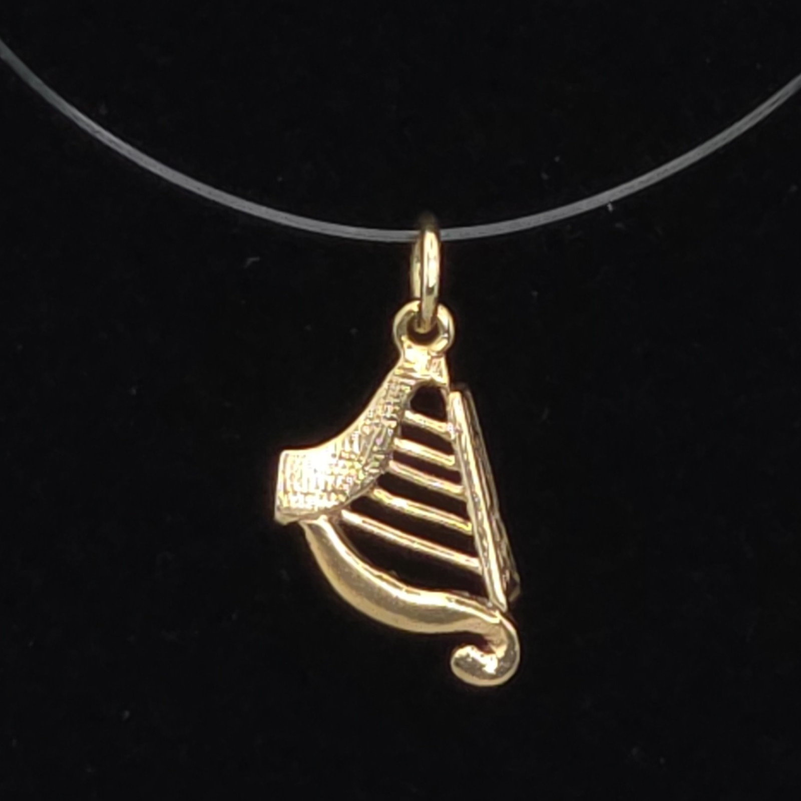 14K Yellow Gold Irish Harp Charm Pendant .585 Hibernia Mark Ireland Vintage