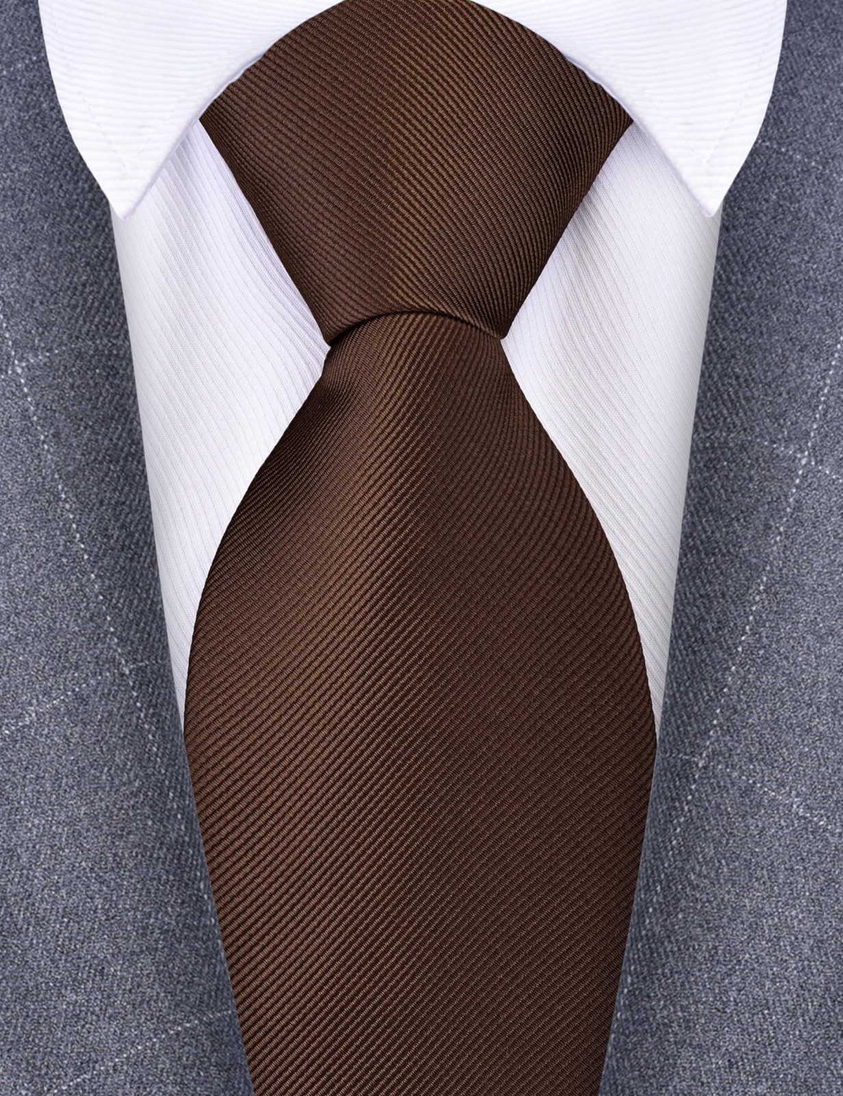 Branduce Brown Tie for Men Wedding Business Party Solid Coffee general,