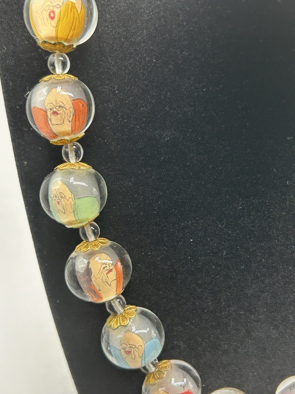 Reverse Handpainted Prayer Beads from the Early to Mid 20th Century Vintage