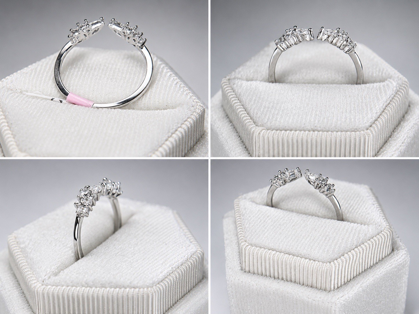 .75 Moissanite 925 Sterling Silver Angel Wings Ring Size 6 Adjustable.