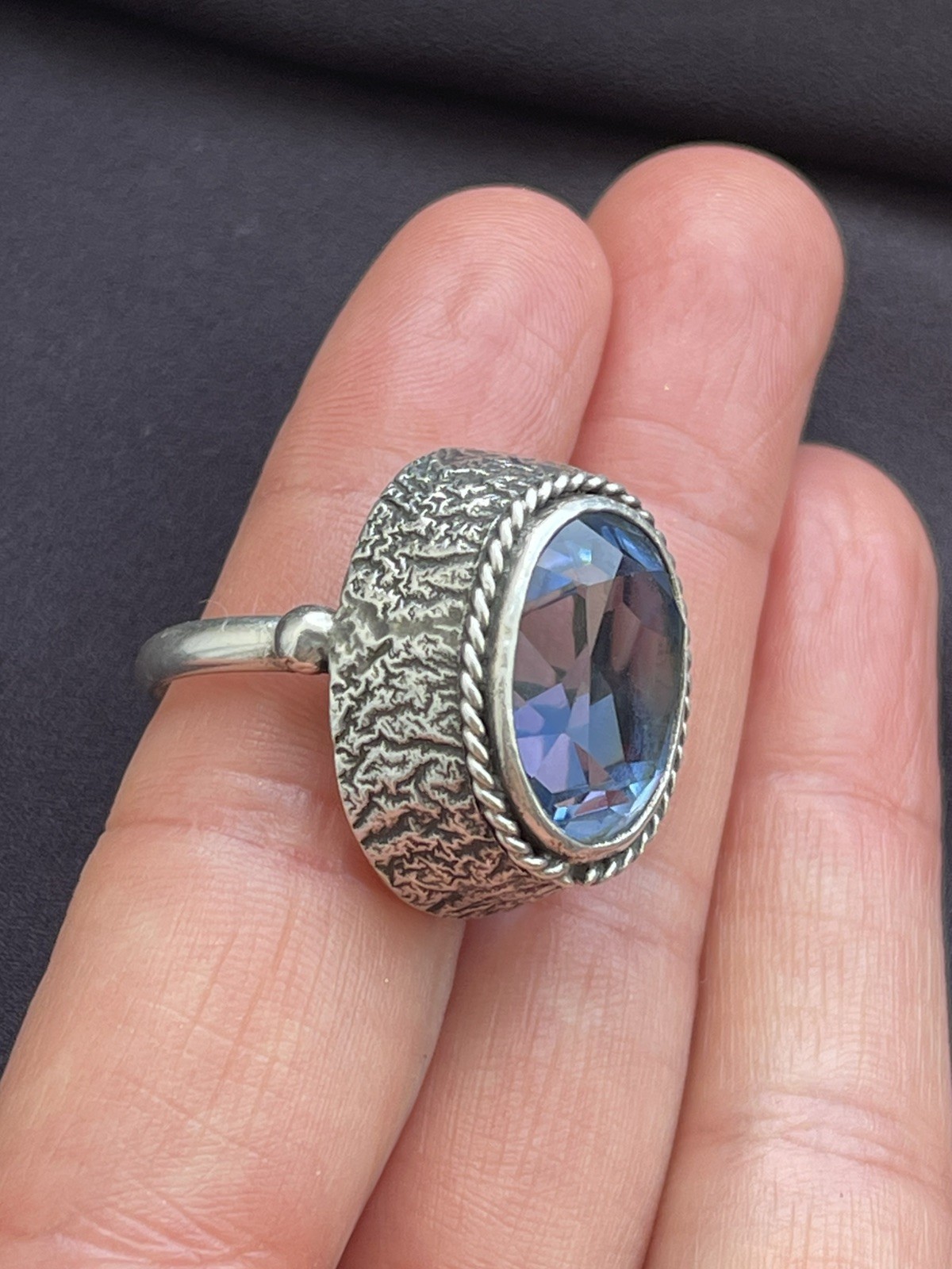 ORNO 12g Large Polish 800 Silver & Blue Stone Ring UK P1/2 Q Euro 57